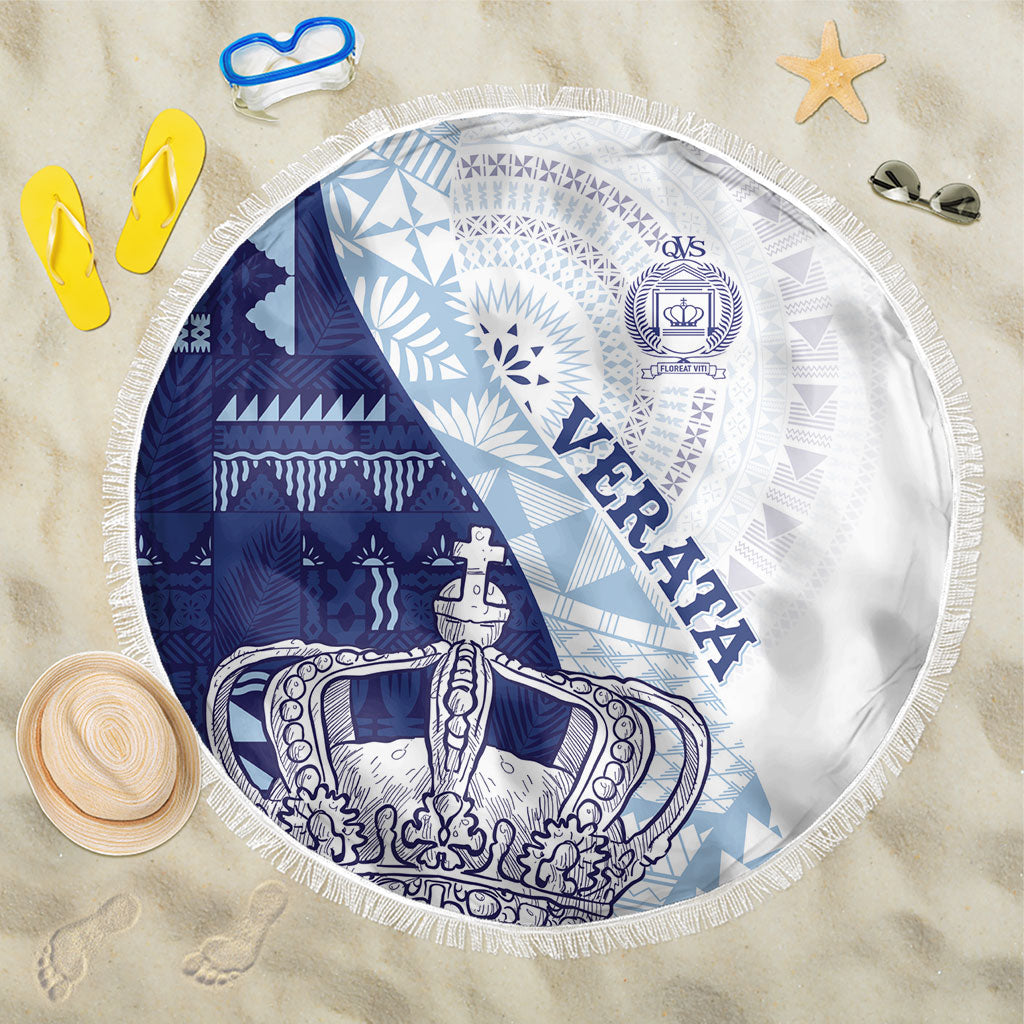 Queen Victoria School Fiji Vulinitu Verata House Beach Blanket Masi Tapa LT7 One Size 150cm Blue - Polynesian Pride