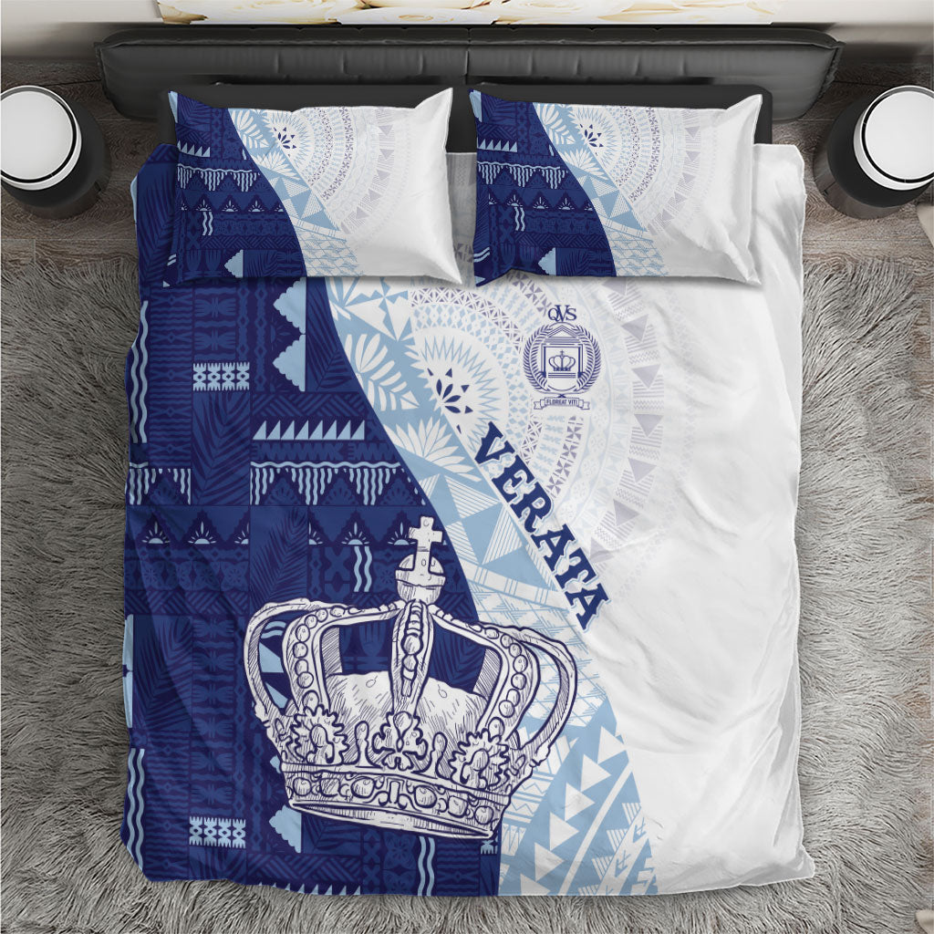 Queen Victoria School Fiji Vulinitu Verata House Bedding Set Masi Tapa LT7 Blue - Polynesian Pride