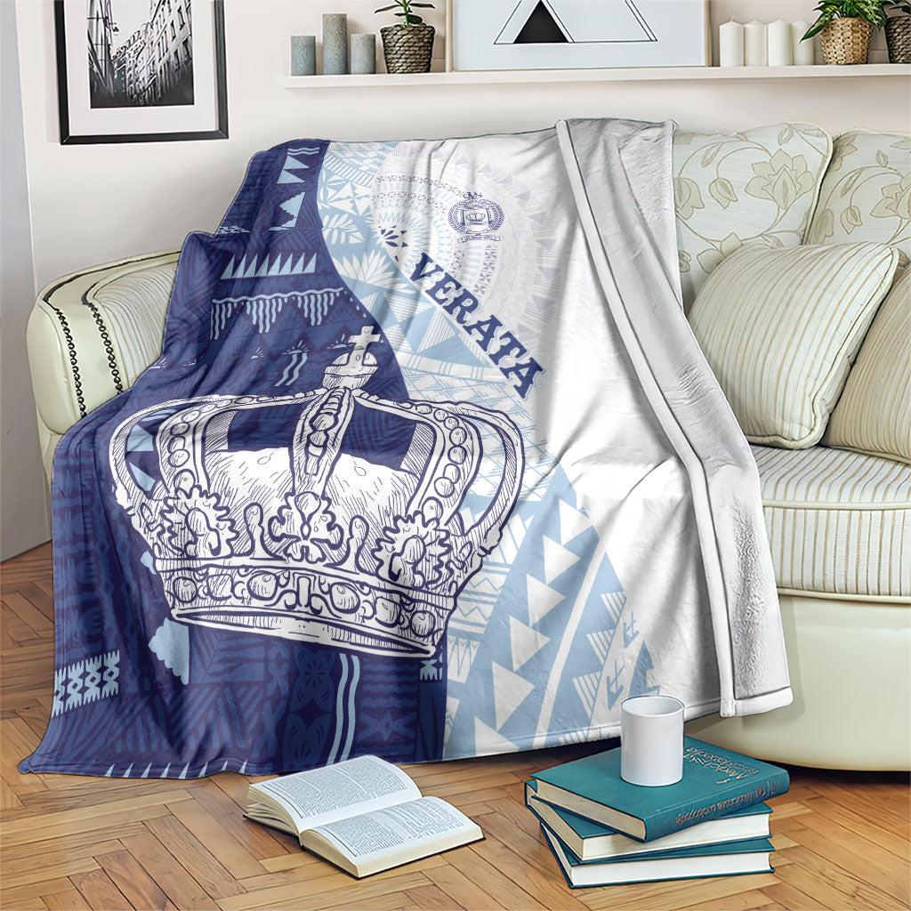 Queen Victoria School Fiji Vulinitu Verata House Blanket Masi Tapa LT7 Blue - Polynesian Pride