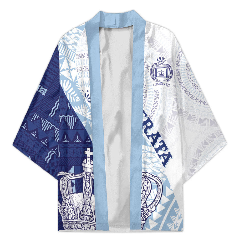 Queen Victoria School Fiji Vulinitu Verata House Kimono Masi Tapa LT7 Unisex Blue - Polynesian Pride