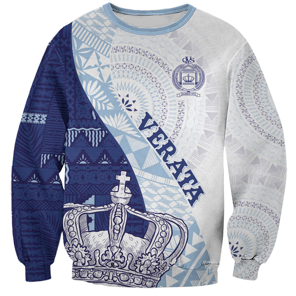 Queen Victoria School Fiji Vulinitu Verata House Sweatshirt Masi Tapa LT7 Unisex Blue - Polynesian Pride