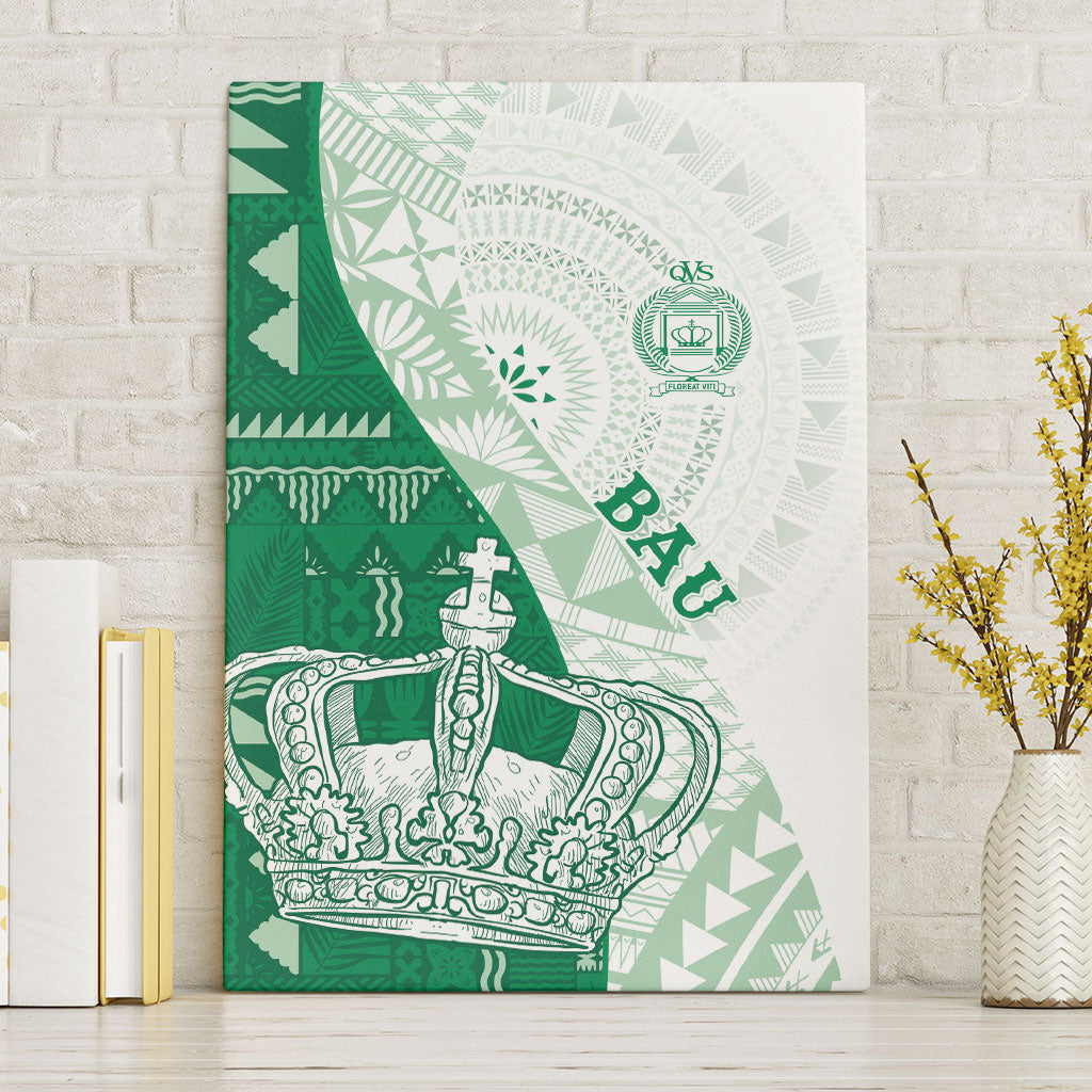 Queen Victoria School Fiji Vulinitu Bau House Canvas Wall Art Masi Tapa LT7 Without Frame Green - Polynesian Pride