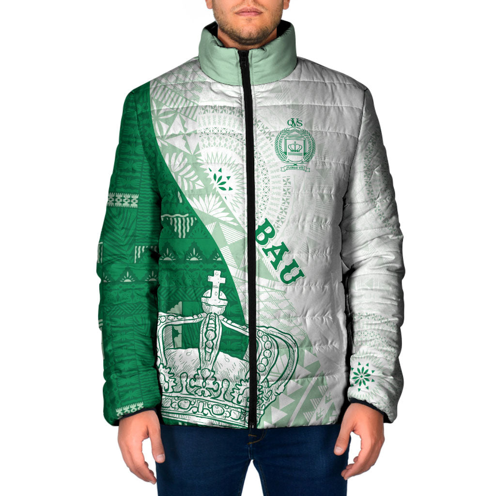 Queen Victoria School Fiji Vulinitu Bau House Padded Jacket Masi Tapa LT7 Men Green - Polynesian Pride