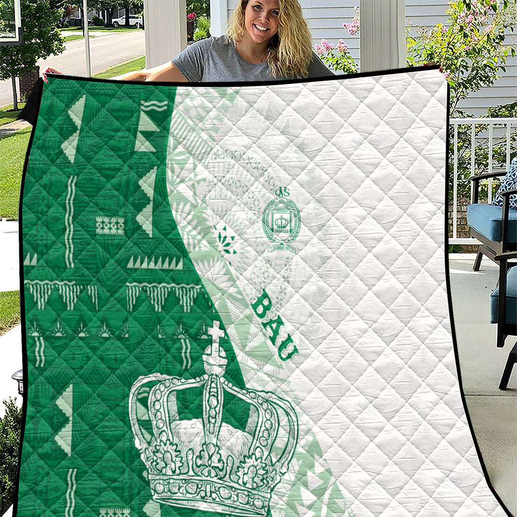 Queen Victoria School Fiji Vulinitu Bau House Quilt Masi Tapa LT7 Green - Polynesian Pride