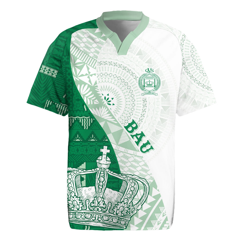 Queen Victoria School Fiji Vulinitu Bau House Rugby Jersey Masi Tapa LT7 Green - Polynesian Pride