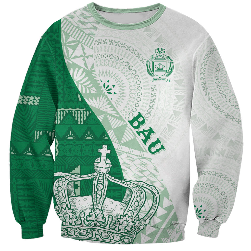 Queen Victoria School Fiji Vulinitu Bau House Sweatshirt Masi Tapa LT7 Unisex Green - Polynesian Pride