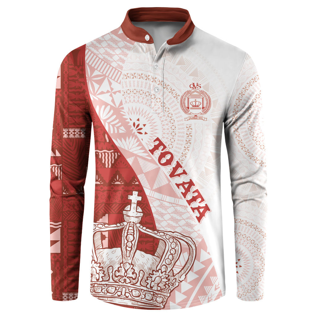Queen Victoria School Fiji Vulinitu Tovata House Button Sweatshirt Masi Tapa LT7 Red - Polynesian Pride