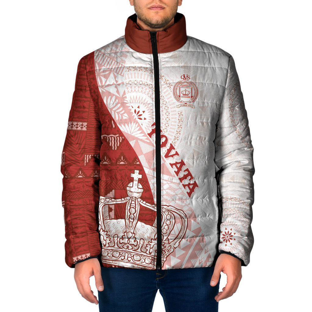 Queen Victoria School Fiji Vulinitu Tovata House Padded Jacket Masi Tapa LT7 Men Red - Polynesian Pride