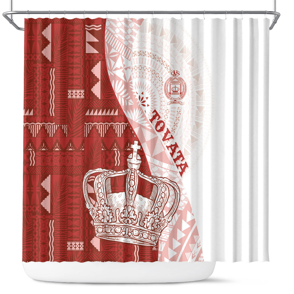Queen Victoria School Fiji Vulinitu Tovata House Shower Curtain Masi Tapa LT7 Red - Polynesian Pride