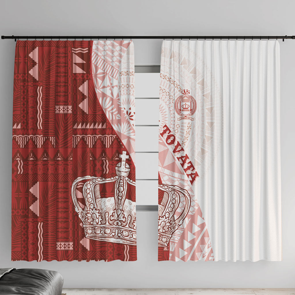 Queen Victoria School Fiji Vulinitu Tovata House Window Curtain Masi Tapa LT7 With Hooks Red - Polynesian Pride