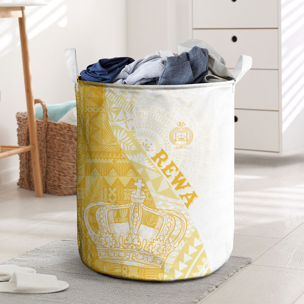Queen Victoria School Fiji Vulinitu Rewa House Laundry Basket Masi Tapa LT7 Yellow - Polynesian Pride