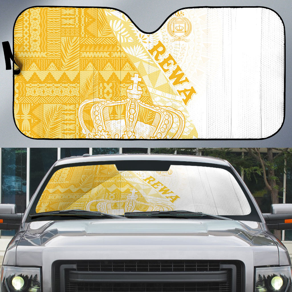 Queen Victoria School Fiji Vulinitu Rewa House Auto Sun Shade Masi Tapa LT7 Yellow - Polynesian Pride