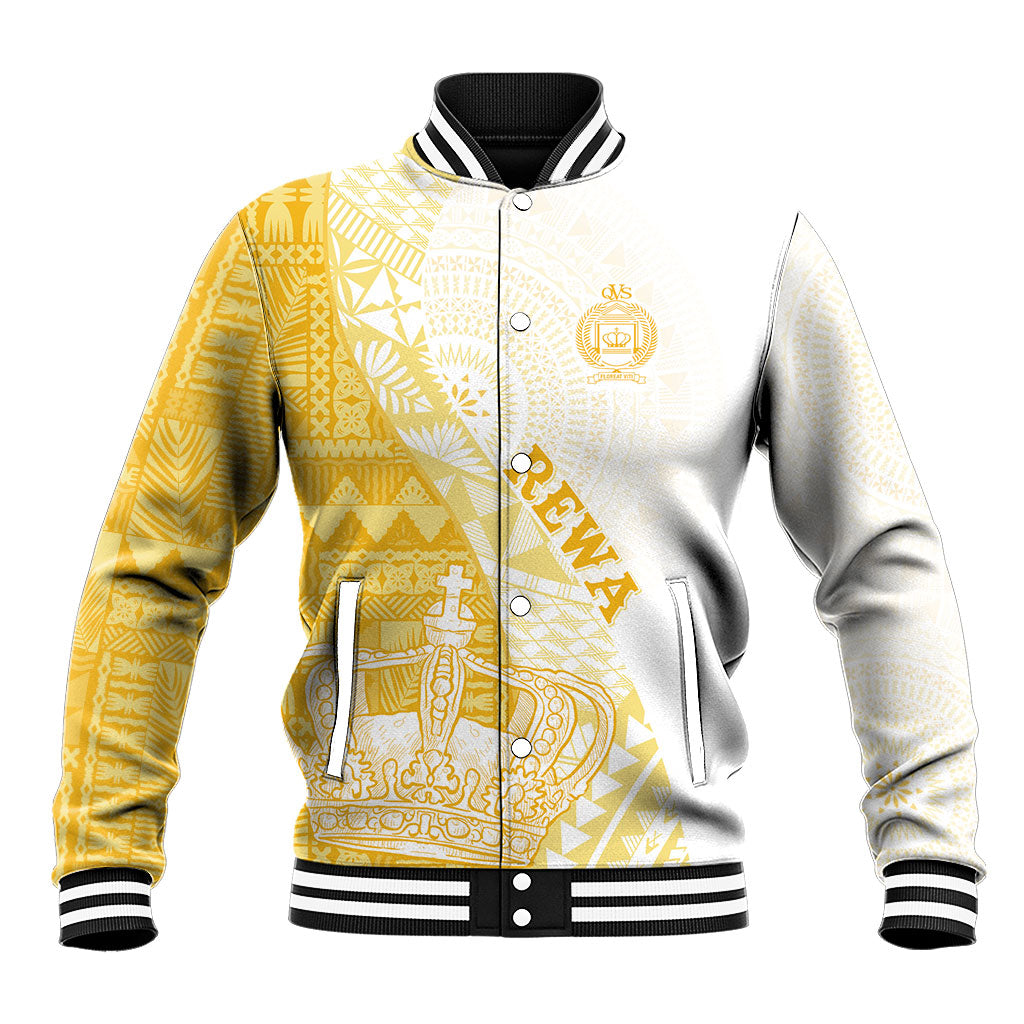 Queen Victoria School Fiji Vulinitu Rewa House Baseball Jacket Masi Tapa LT7 Unisex Yellow - Polynesian Pride