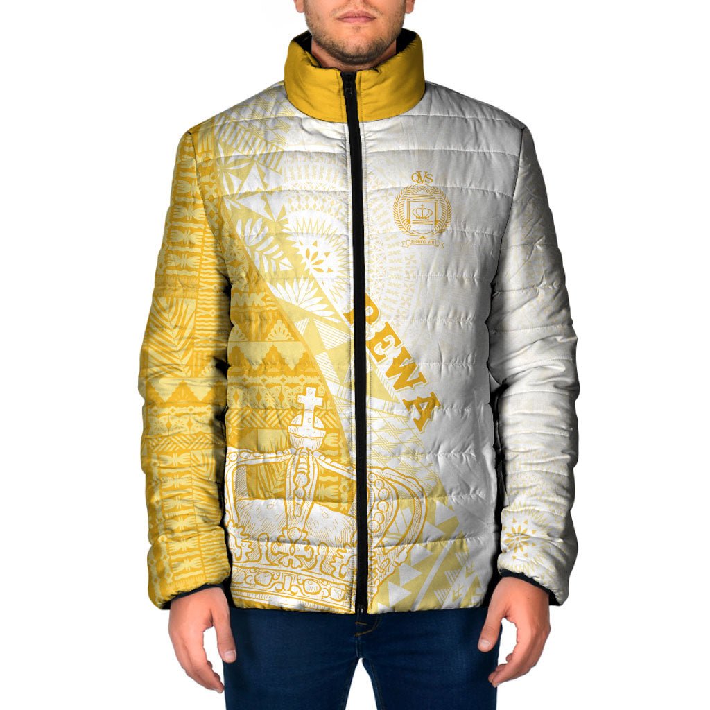 Queen Victoria School Fiji Vulinitu Rewa House Padded Jacket Masi Tapa LT7 Men Yellow - Polynesian Pride