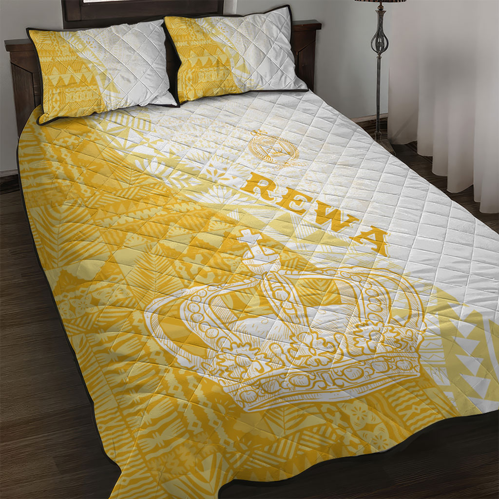 Queen Victoria School Fiji Vulinitu Rewa House Quilt Bed Set Masi Tapa LT7 Yellow - Polynesian Pride