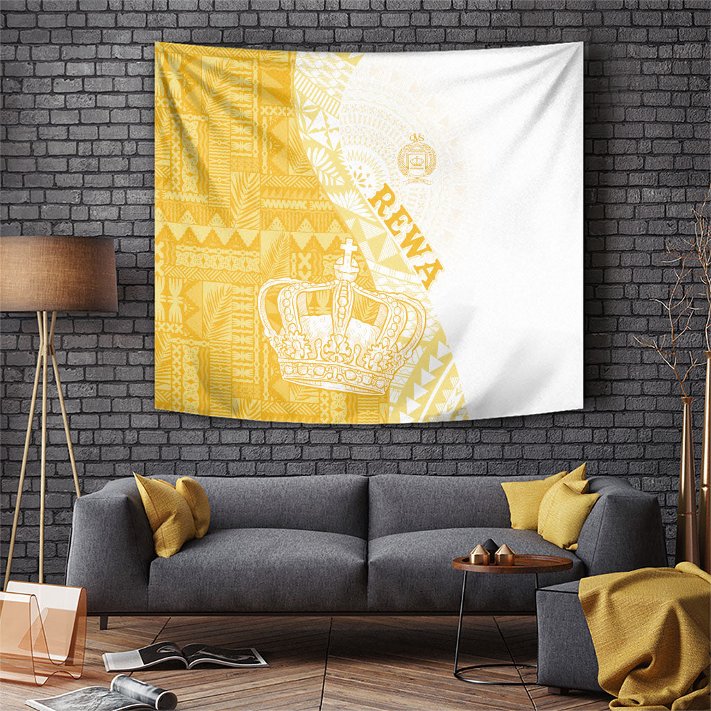 Queen Victoria School Fiji Vulinitu Rewa House Tapestry Masi Tapa LT7 Yellow - Polynesian Pride