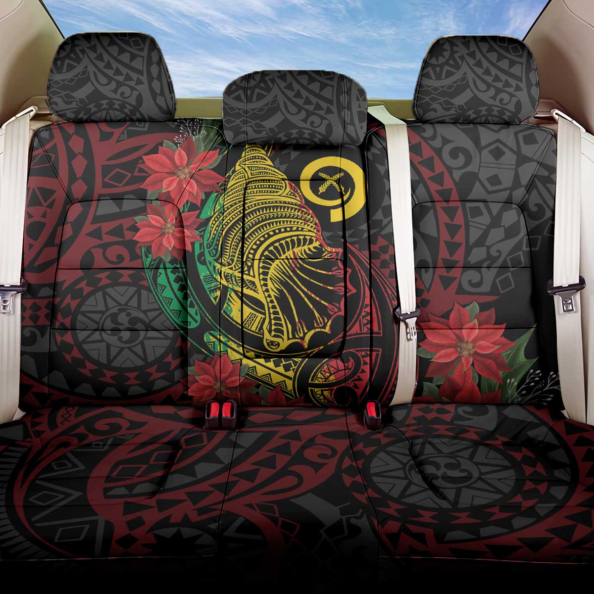 Vanuatu Meri Krismas Back Car Seat Cover Conch Shell Tribal Art