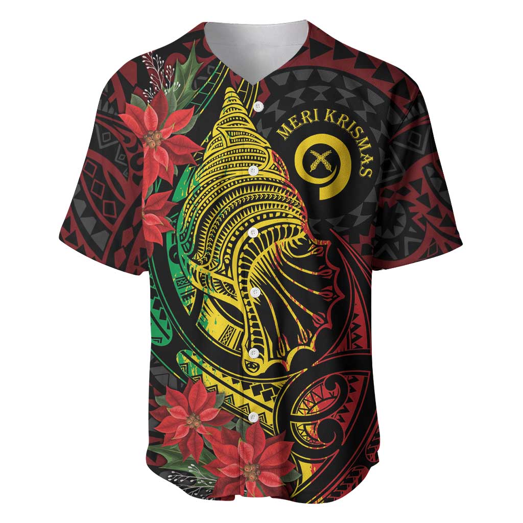 Vanuatu Meri Krismas Baseball Jersey Conch Shell Tribal Art