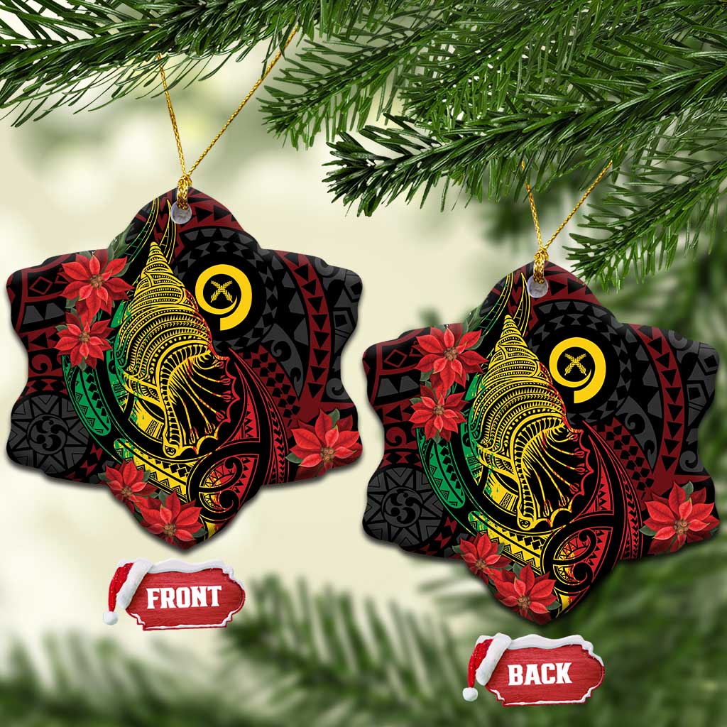 Vanuatu Meri Krismas Ceramic Ornament Conch Shell Tribal Art LT7 Snow Flake Art - Polynesian Pride