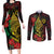 Vanuatu Meri Krismas Couples Matching Long Sleeve Bodycon Dress and Long Sleeve Button Shirt Conch Shell Tribal Art