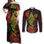 Vanuatu Meri Krismas Couples Matching Off Shoulder Maxi Dress and Long Sleeve Button Shirt Conch Shell Tribal Art