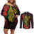 Vanuatu Meri Krismas Couples Matching Off Shoulder Short Dress and Long Sleeve Button Shirt Conch Shell Tribal Art