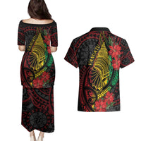 Vanuatu Meri Krismas Couples Matching Puletasi and Hawaiian Shirt Conch Shell Tribal Art LT7 - Polynesian Pride