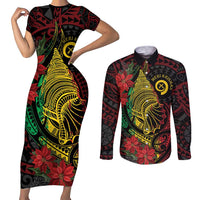 Vanuatu Meri Krismas Couples Matching Short Sleeve Bodycon Dress and Long Sleeve Button Shirt Conch Shell Tribal Art LT7 Art - Polynesian Pride