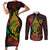 Vanuatu Meri Krismas Couples Matching Short Sleeve Bodycon Dress and Long Sleeve Button Shirt Conch Shell Tribal Art