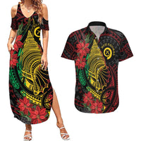 Vanuatu Meri Krismas Couples Matching Summer Maxi Dress and Hawaiian Shirt Conch Shell Tribal Art LT7 Art - Polynesian Pride