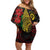 Vanuatu Meri Krismas Family Matching Off Shoulder Short Dress and Hawaiian Shirt Conch Shell Tribal Art