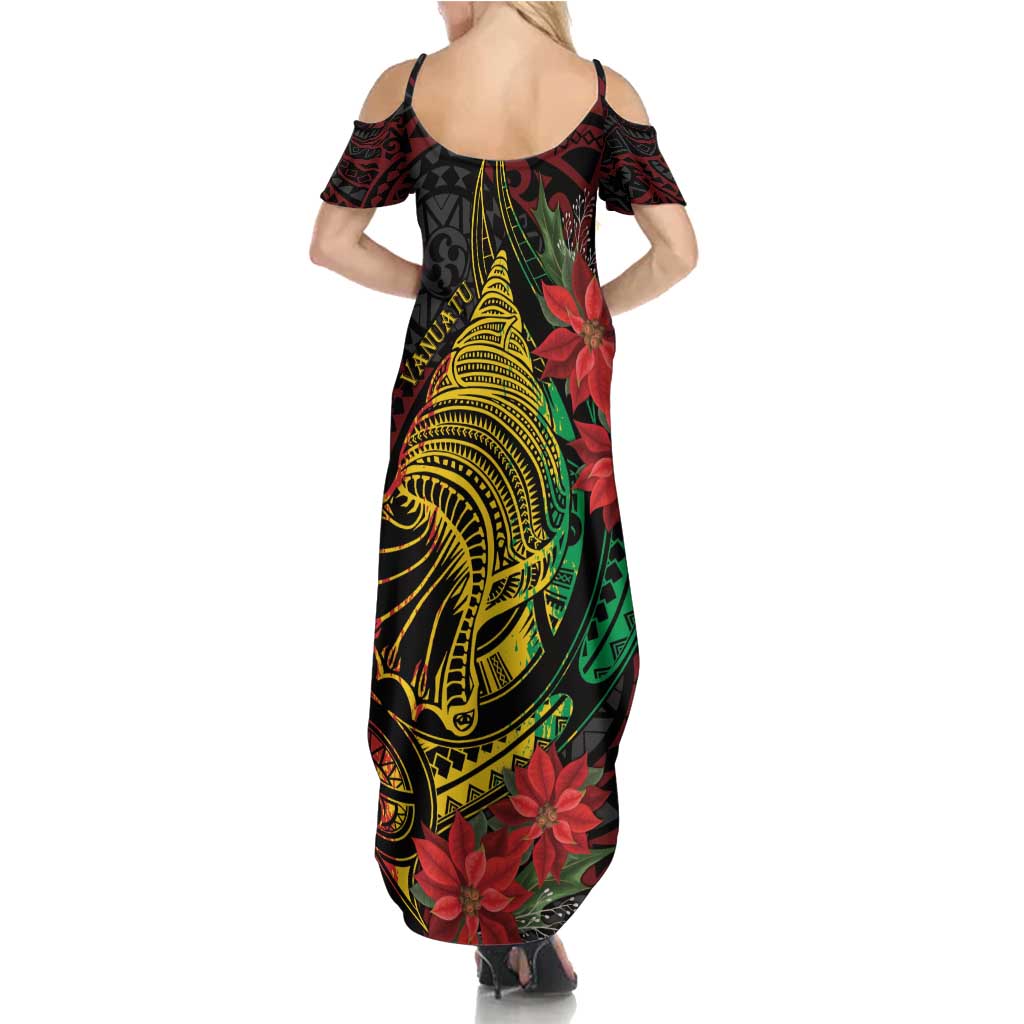 Vanuatu Meri Krismas Family Matching Summer Maxi Dress and Hawaiian Shirt Conch Shell Tribal Art