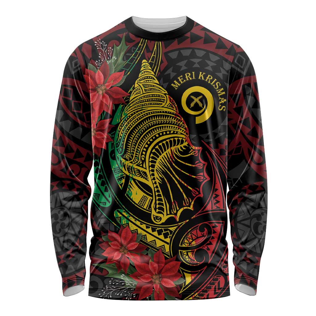 Vanuatu Meri Krismas Long Sleeve Shirt Conch Shell Tribal Art