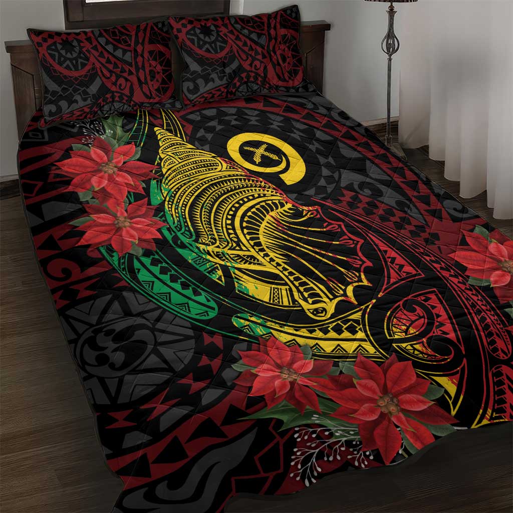 Vanuatu Meri Krismas Quilt Bed Set Conch Shell Tribal Art