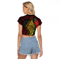 Vanuatu Meri Krismas Raglan Cropped T Shirt Conch Shell Tribal Art LT7 - Polynesian Pride