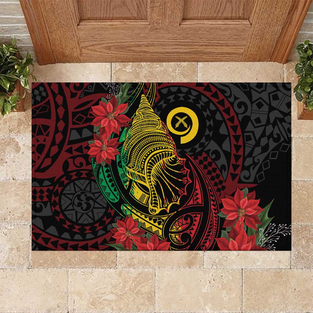 Vanuatu Meri Krismas Rubber Doormat Conch Shell Tribal Art