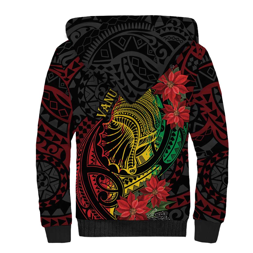 Vanuatu Meri Krismas Sherpa Hoodie Conch Shell Tribal Art