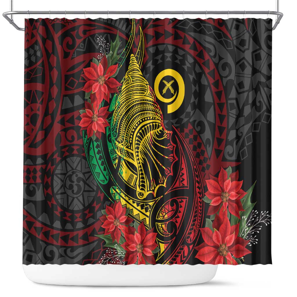 Vanuatu Meri Krismas Shower Curtain Conch Shell Tribal Art