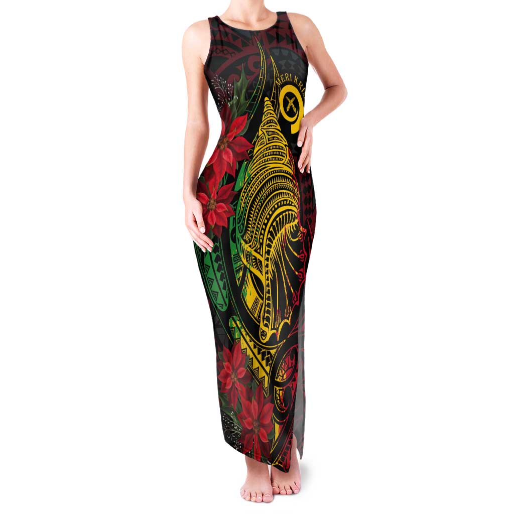 Vanuatu Meri Krismas Tank Maxi Dress Conch Shell Tribal Art