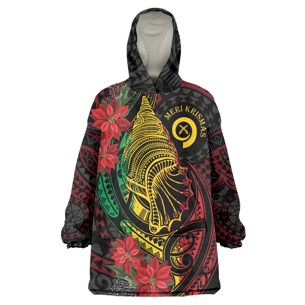 Vanuatu Meri Krismas Wearable Blanket Hoodie Conch Shell Tribal Art