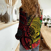 Vanuatu Meri Krismas Women Casual Shirt Conch Shell Tribal Art