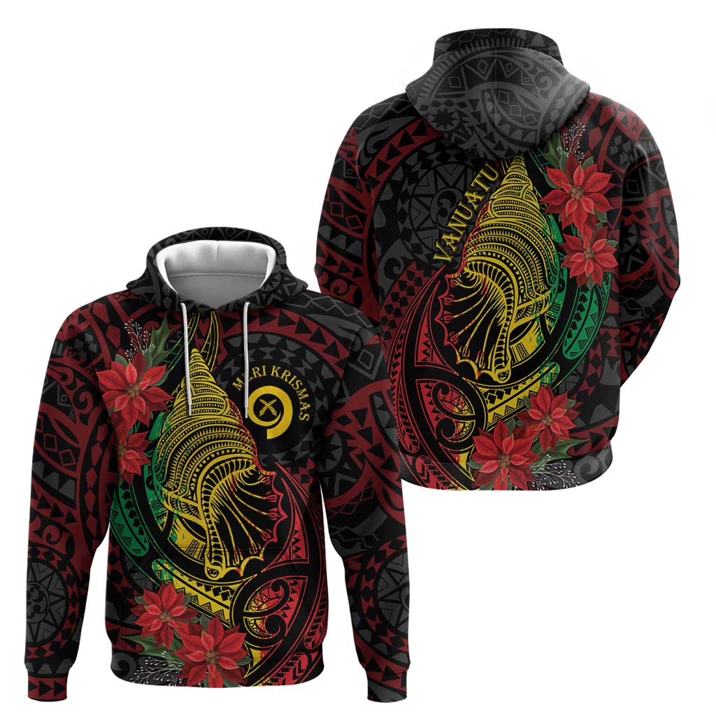 Vanuatu Meri Krismas Zip Hoodie Conch Shell Tribal Art