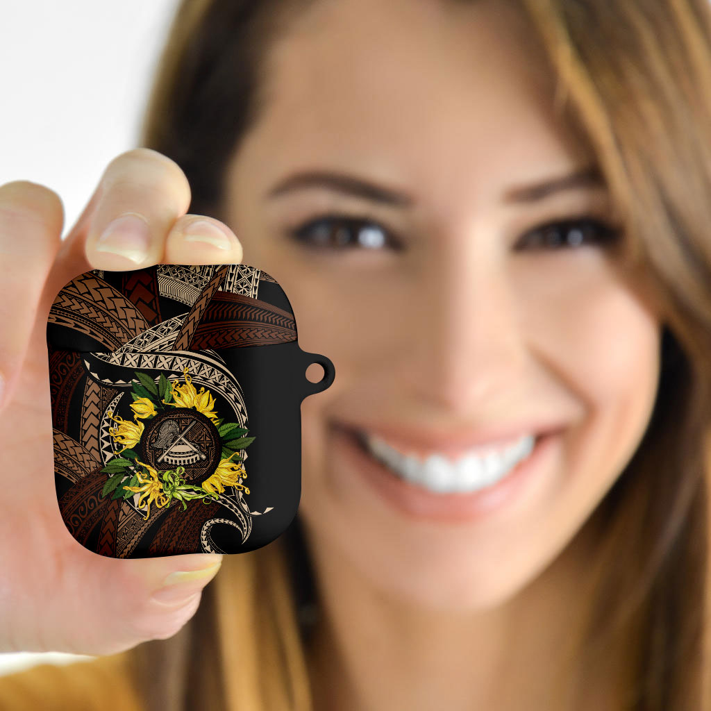 Samoa Moso'oi Flowers Tatau AirPods Case Festive Tapa Brown LT7 - Polynesian Pride