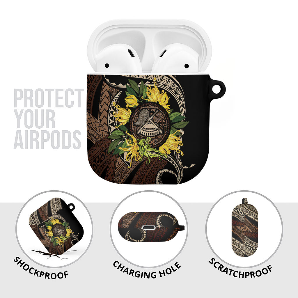 Samoa Moso'oi Flowers Tatau AirPods Case Festive Tapa Brown LT7 - Polynesian Pride