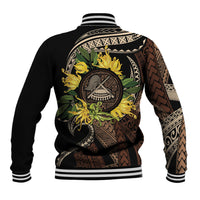 Samoa Moso'oi Flowers Tatau Baseball Jacket Festive Tapa Brown LT7 - Polynesian Pride