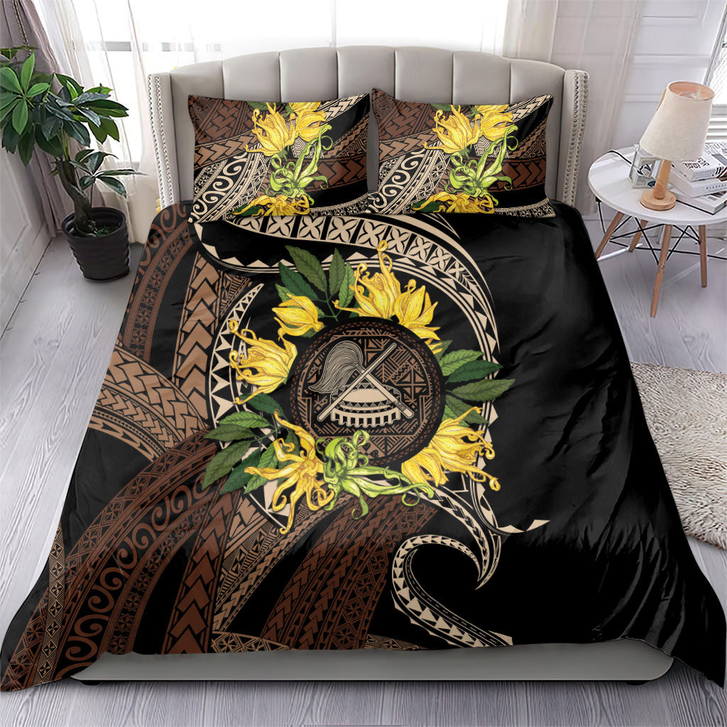 Samoa Moso'oi Flowers Tatau Bedding Set Festive Tapa Brown LT7 - Polynesian Pride