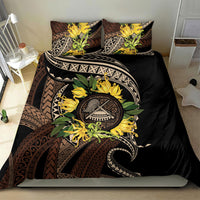 Samoa Moso'oi Flowers Tatau Bedding Set Festive Tapa Brown LT7 - Polynesian Pride