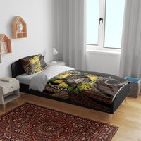 Samoa Moso'oi Flowers Tatau Bedding Set Festive Tapa Brown LT7 - Polynesian Pride