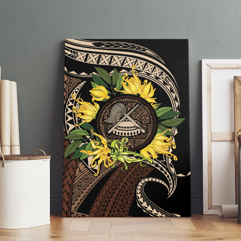 Samoa Moso'oi Flowers Tatau Canvas Wall Art Festive Tapa Brown LT7 - Polynesian Pride