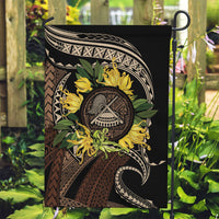 Samoa Moso'oi Flowers Tatau Garden Flag Festive Tapa Brown LT7 Garden Flag Brown - Polynesian Pride